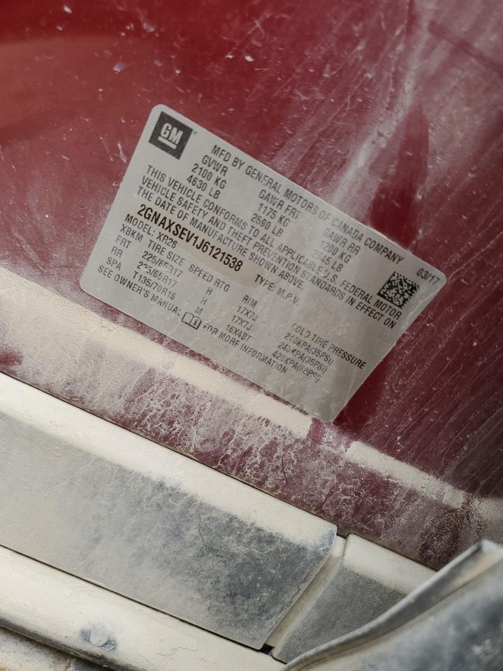 2018 Chevrolet Equinox Lt VIN: 2GNAXSEV1J6121538 Lot: 82390425