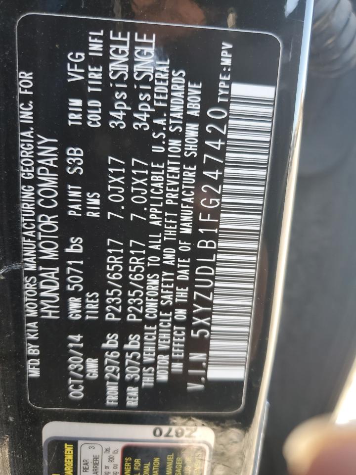 2015 Hyundai Santa Fe Sport VIN: 5XYZUDLB1FG247420 Lot: 85861985