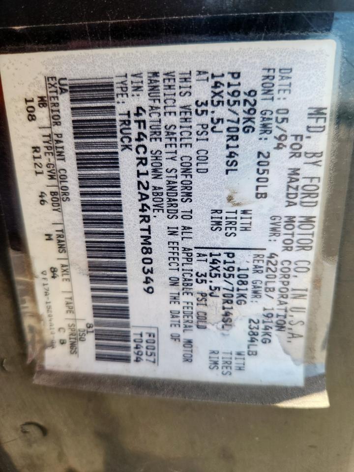 1994 Mazda B2300 VIN: 4F4CR12A4RTM80349 Lot: 82203535