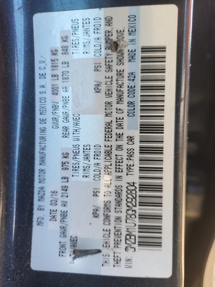 2016 Mazda 3 Sport VIN: 3MZBM1U78GM292804 Lot: 85550015