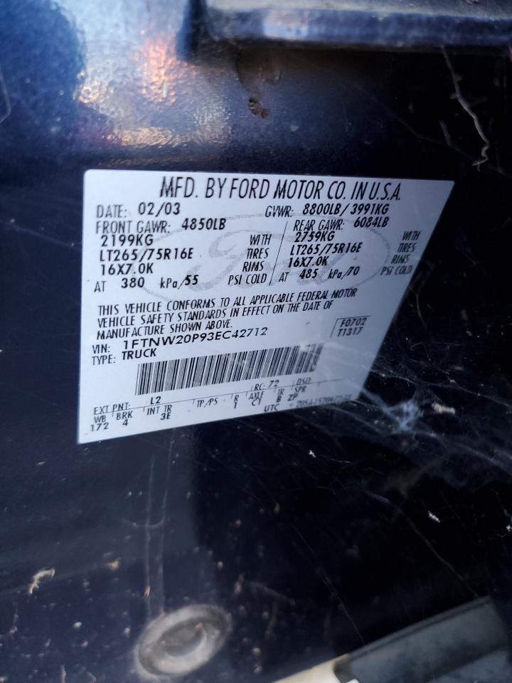 2003 Ford F250 Super Duty VIN: 1FTNW20P93EC42712 Lot: 86859945