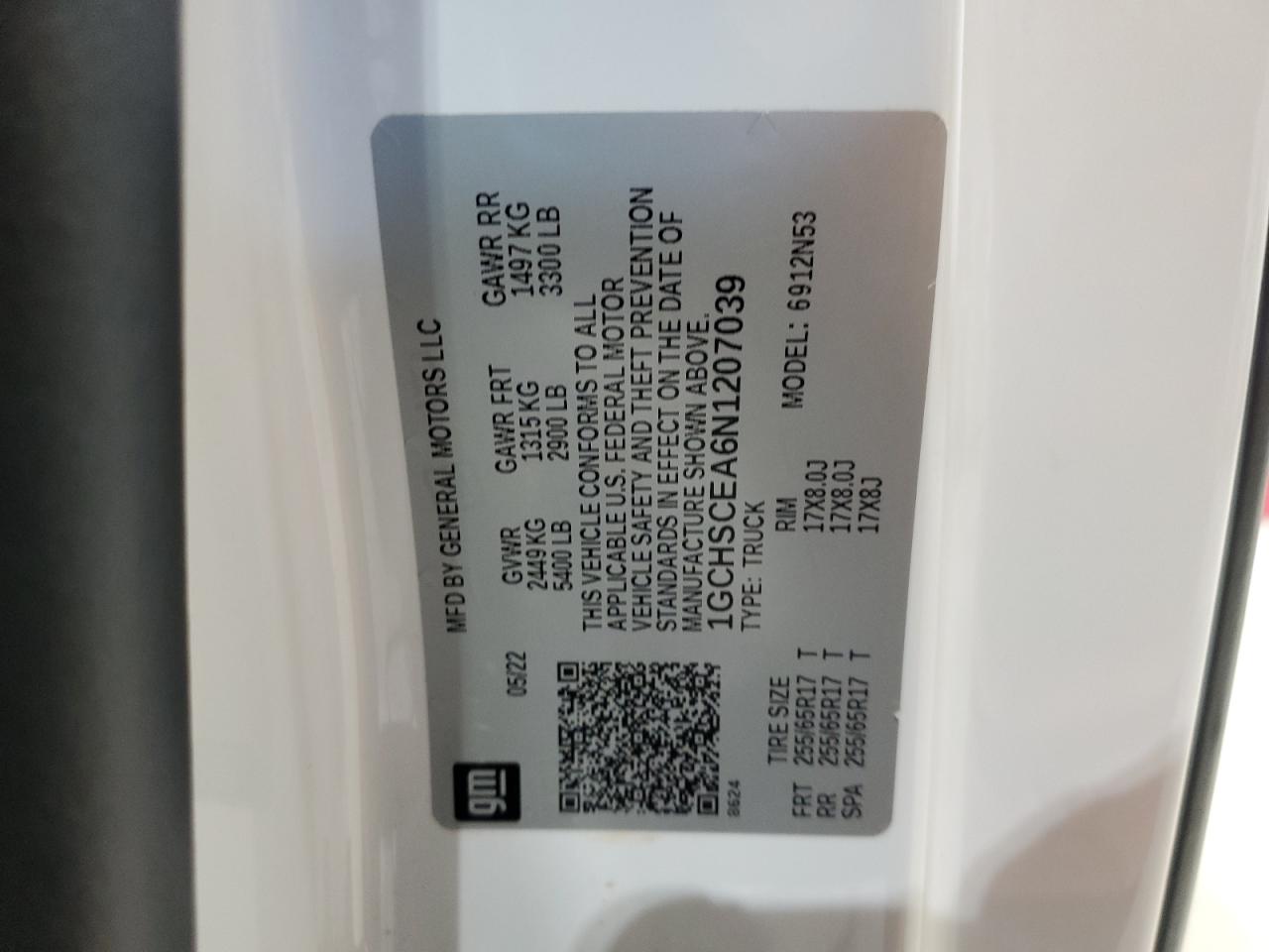 2022 Chevrolet Colorado Lt VIN: 1GCHSCEA6N1207039 Lot: 84946795