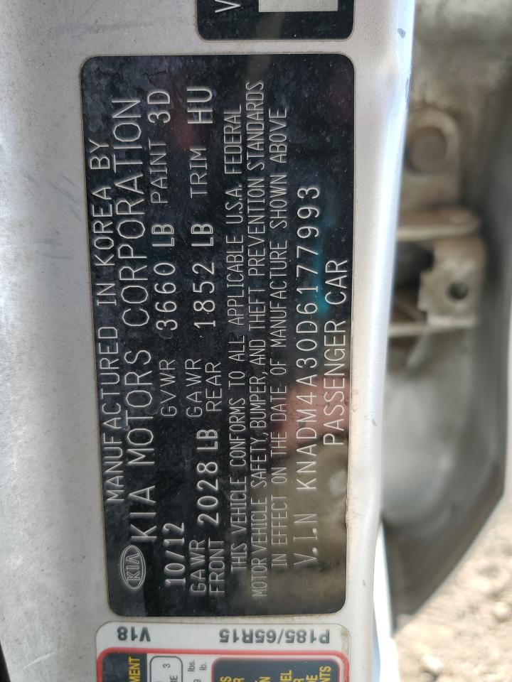 2013 Kia Rio Lx VIN: KNADM4A30D6177993 Lot: 86112595
