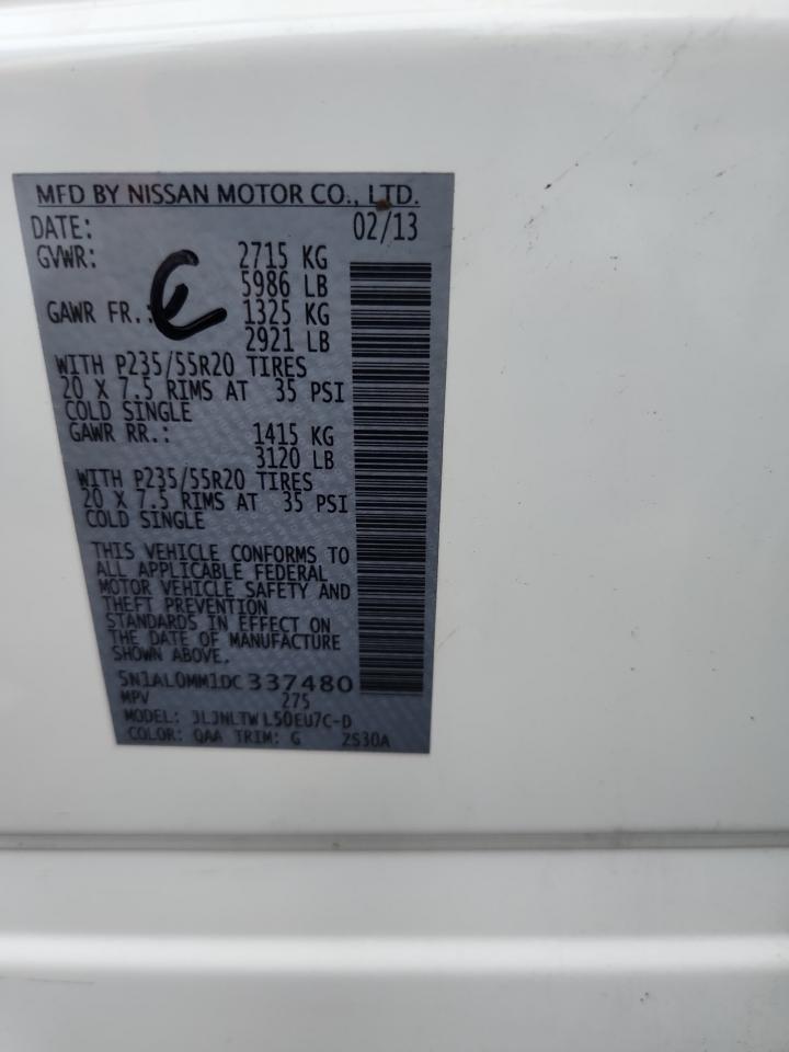 2013 Infiniti Jx35 VIN: 5N1AL0MM1DC337480 Lot: 85871705