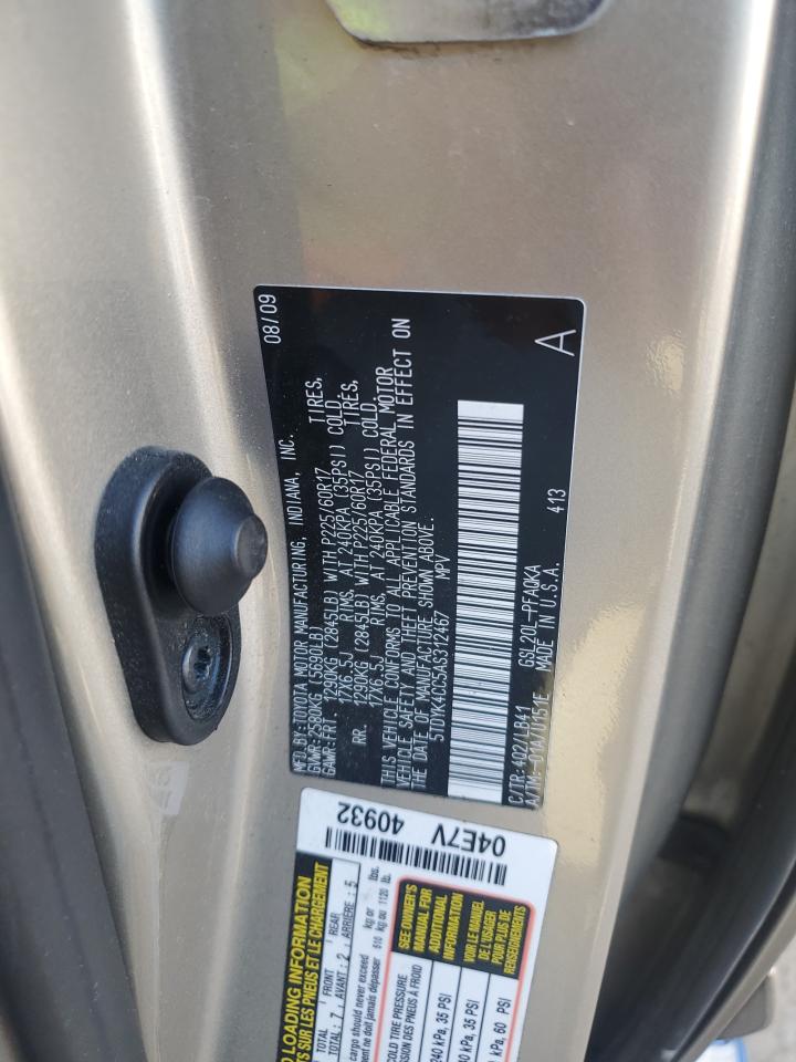 2010 Toyota Sienna Xle VIN: 5TDYK4CC5AS312467 Lot: 85122515