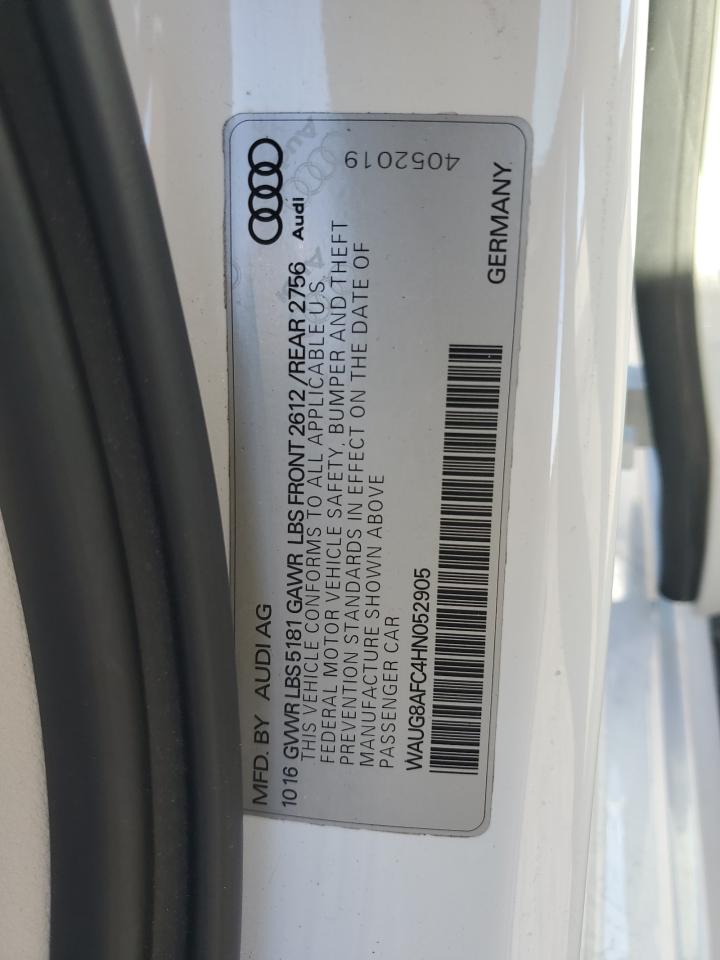 2017 Audi A6 Premium Plus VIN: WAUG8AFC4HN052905 Lot: 82563515