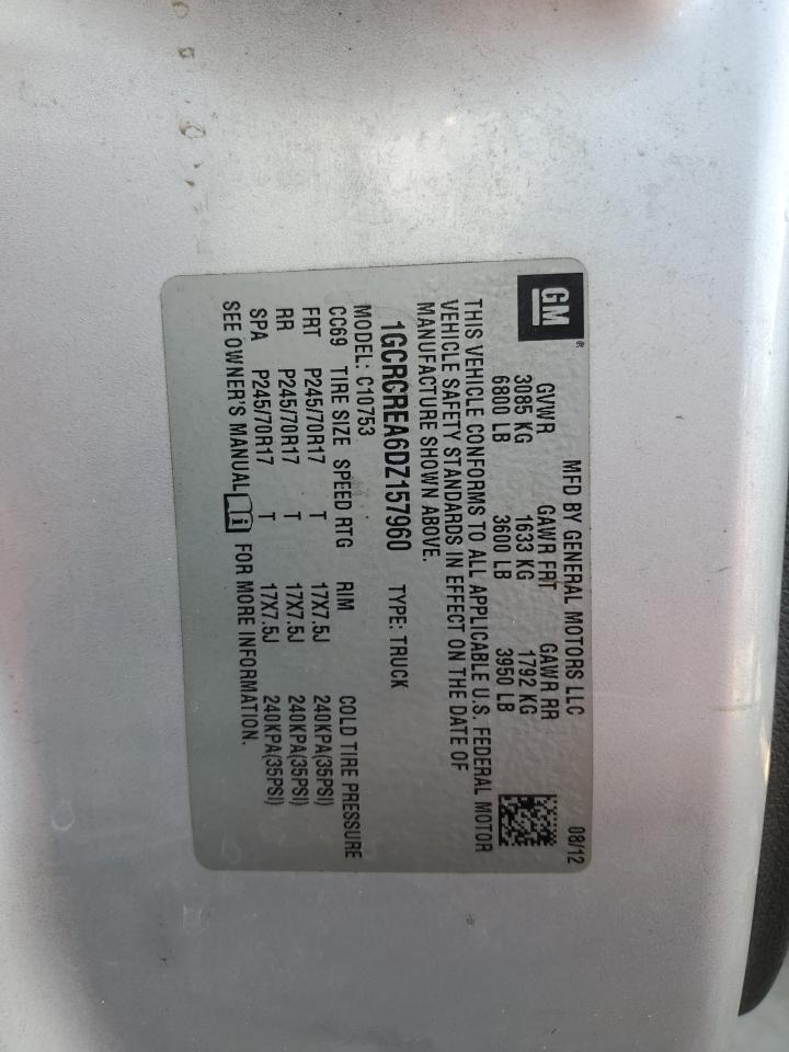 2013 Chevrolet Silverado C1500 Ls VIN: 1GCRCREA6DZ157960 Lot: 85496545