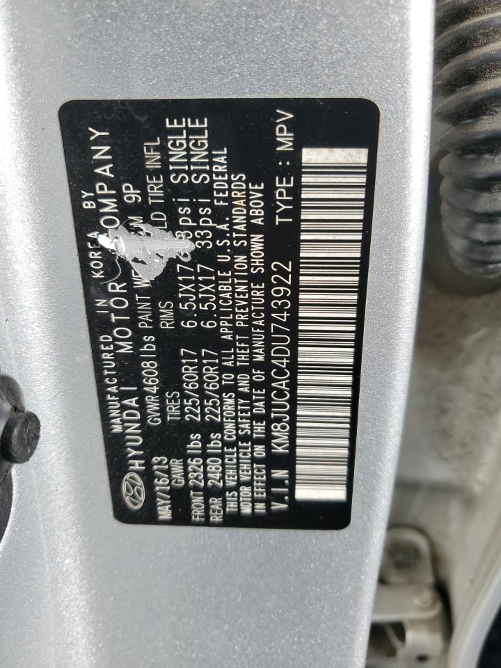 2013 Hyundai Tucson Gls VIN: KM8JUCAC4DU743922 Lot: 84741775