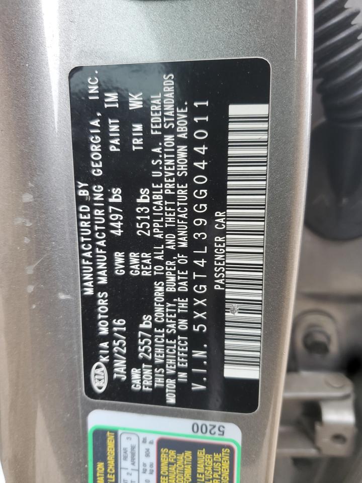 2016 Kia Optima Lx VIN: 5XXGT4L39GG044011 Lot: 85308545