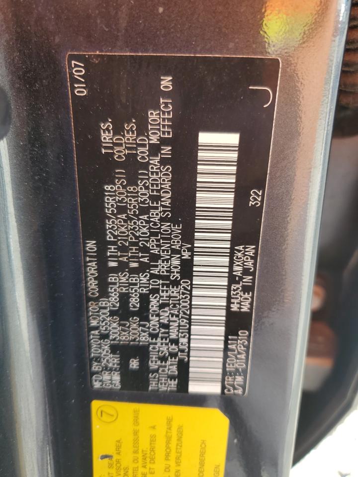 2007 Lexus Rx 400H VIN: JTJGW31U972003720 Lot: 86170485