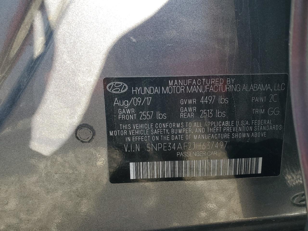2018 Hyundai Sonata Sport VIN: 5NPE34AF2JH637497 Lot: 86166805