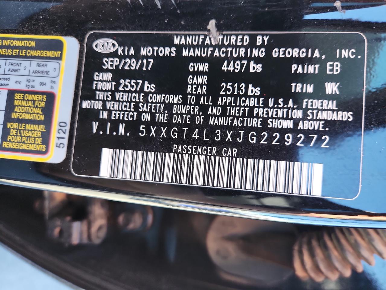 2018 Kia Optima Lx VIN: 5XXGT4L3XJG229272 Lot: 84999695