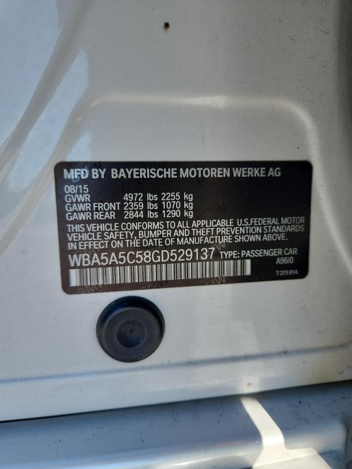 2016 BMW 528 I VIN: WBA5A5C58GD529137 Lot: 86116155