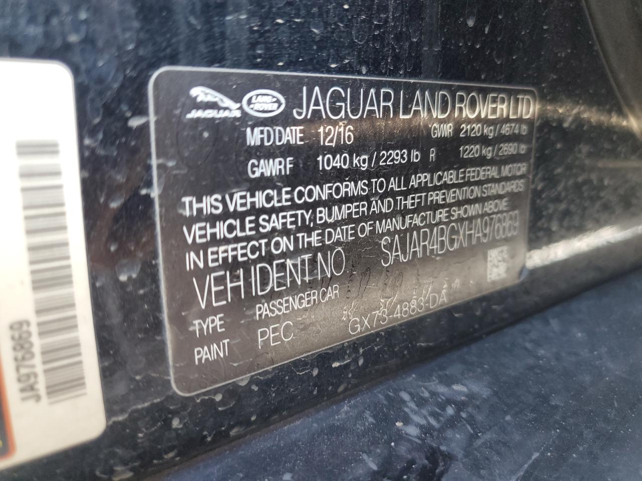 2017 Jaguar Xe VIN: SAJAR4BGXHA976869 Lot: 89566815