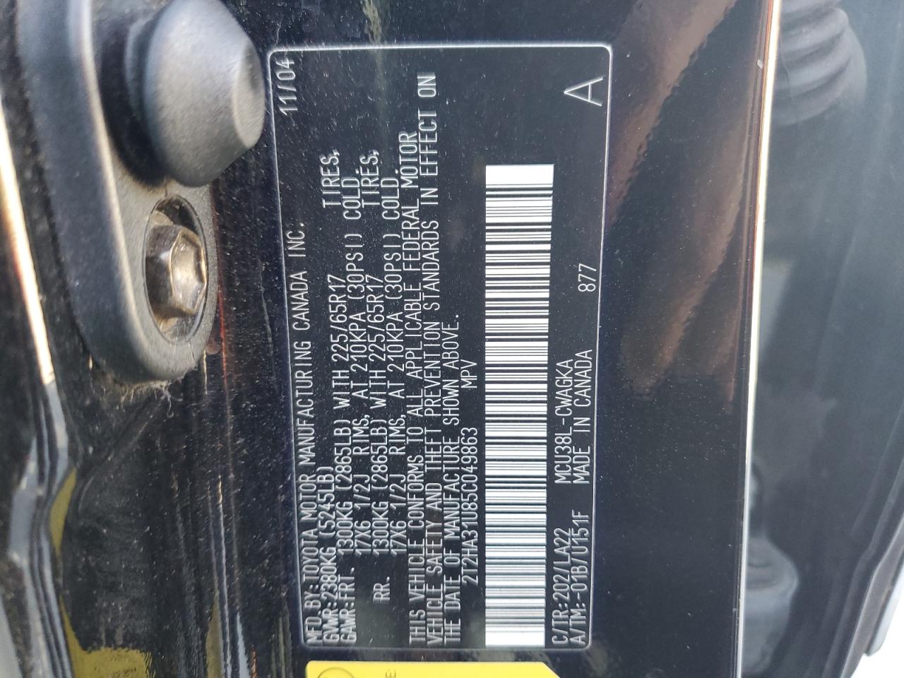 2005 Lexus Rx 330 VIN: 2T2HA31U85C049863 Lot: 87035745