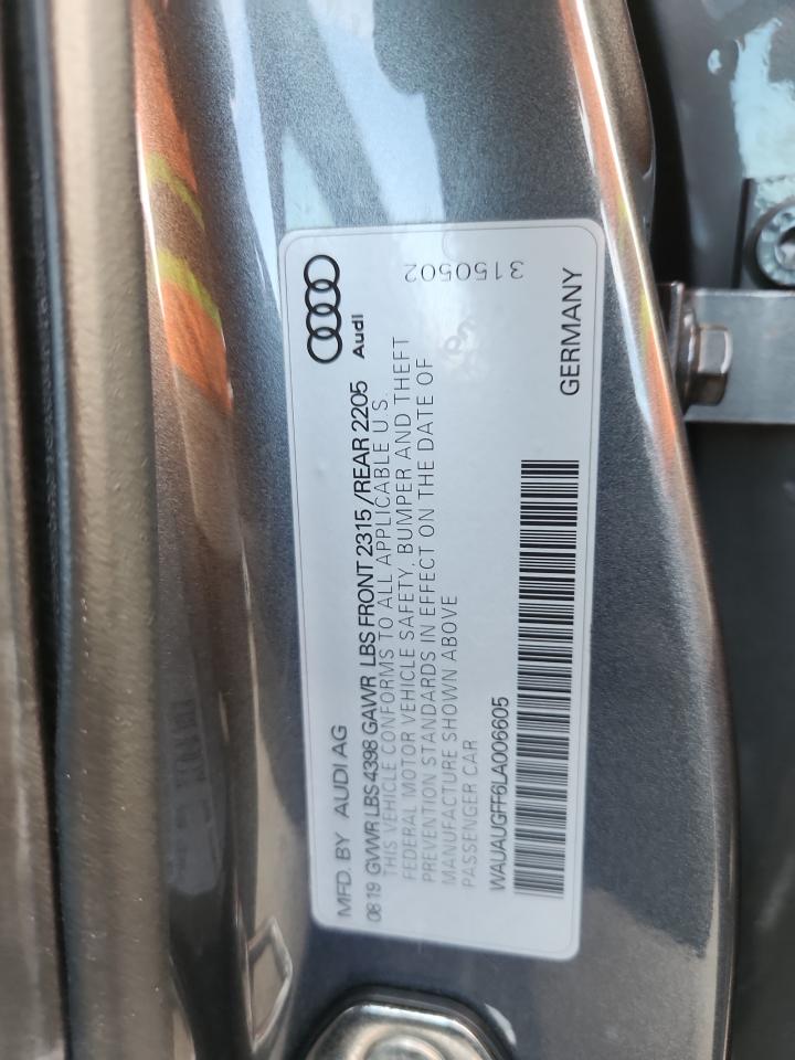 2020 Audi A3 Premium VIN: WAUAUGFF6LA006605 Lot: 81800495