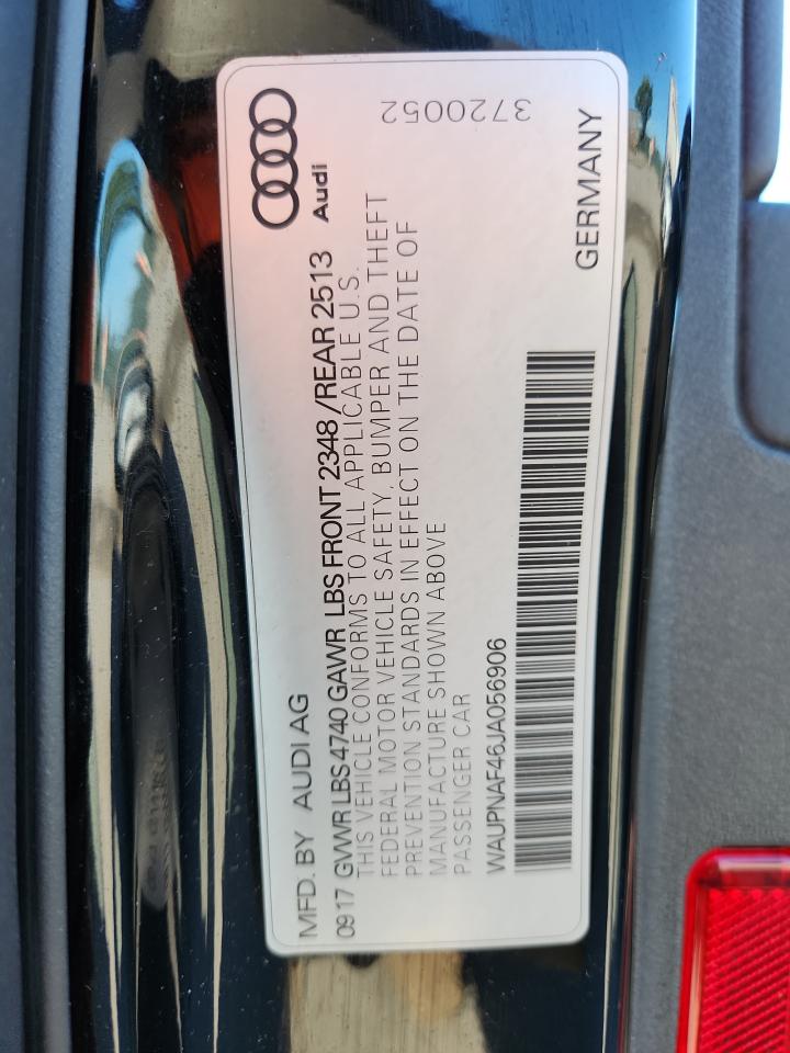 2018 Audi A4 Premium Plus VIN: WAUPNAF46JA056906 Lot: 81514555