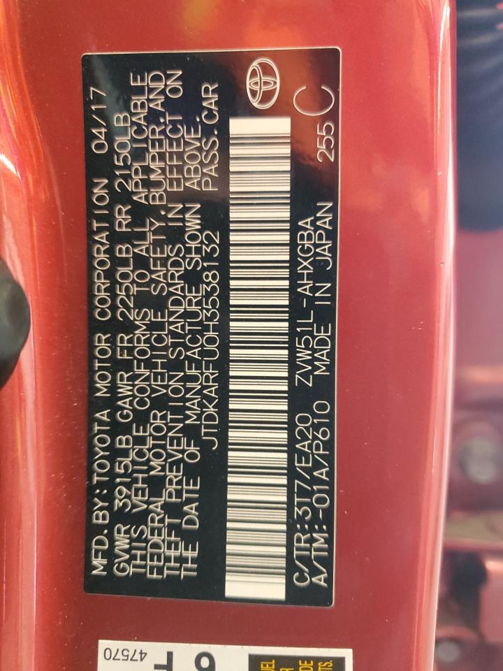 2017 Toyota Prius VIN: JTDKARFU0H3538132 Lot: 84072465