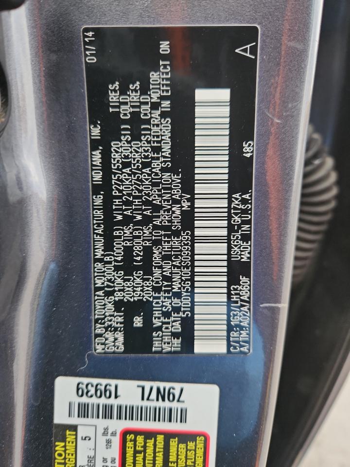 2014 Toyota Sequoia Platinum VIN: 5TDDY5G10ES099395 Lot: 90130985