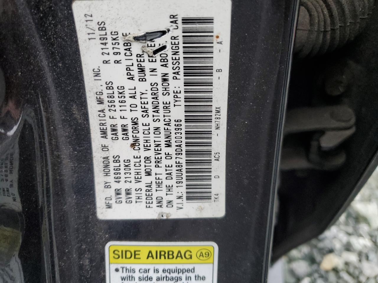 2013 Acura Tl VIN: 19UUA8F79DA003966 Lot: 82541645