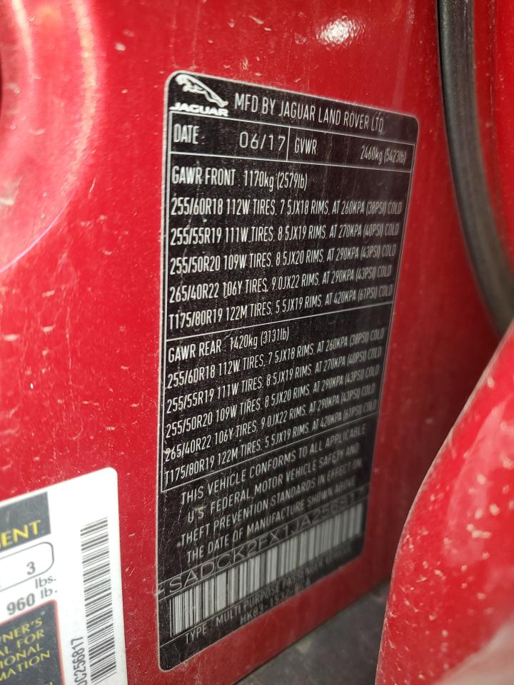 2018 Jaguar F-Pace Prestige VIN: SADCK2FX1JA256817 Lot: 87014975