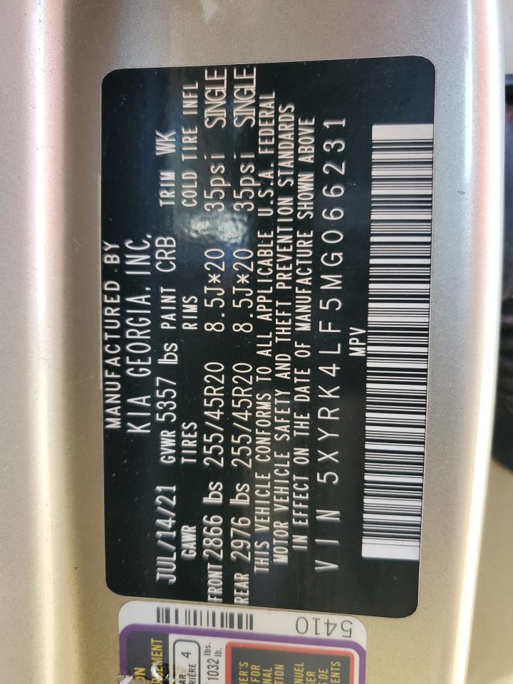 2021 Kia Sorento Sx VIN: 5XYRK4LF5MG066231 Lot: 85111205