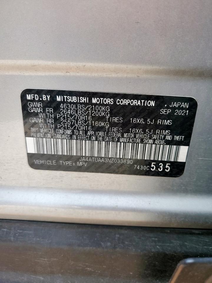 2022 Mitsubishi Eclipse Cross Es VIN: JA4ATUAA3NZ033890 Lot: 81964625