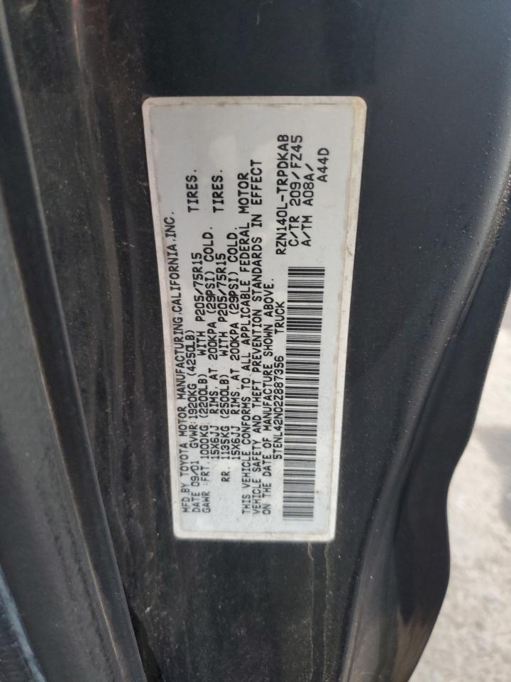 2002 Toyota Tacoma VIN: 5TENL42N02Z887356 Lot: 81953155