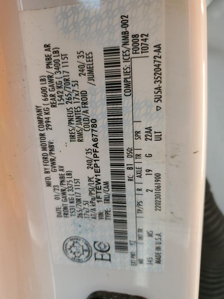 2023 Ford F150 Supercrew VIN: 1FTEW1EP1PFA67780 Lot: 86875105