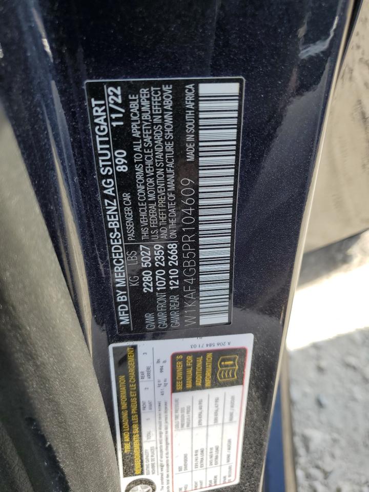 2023 Mercedes-Benz C 300 VIN: W1KAF4GB5PR104609 Lot: 84758595