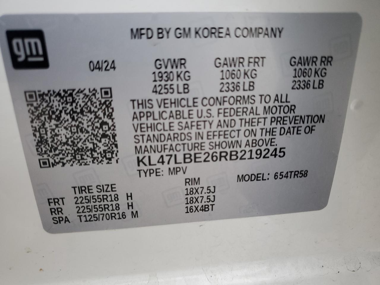 2024 Buick Envista Sport Touring VIN: KL47LBE26RB219245 Lot: 82349085