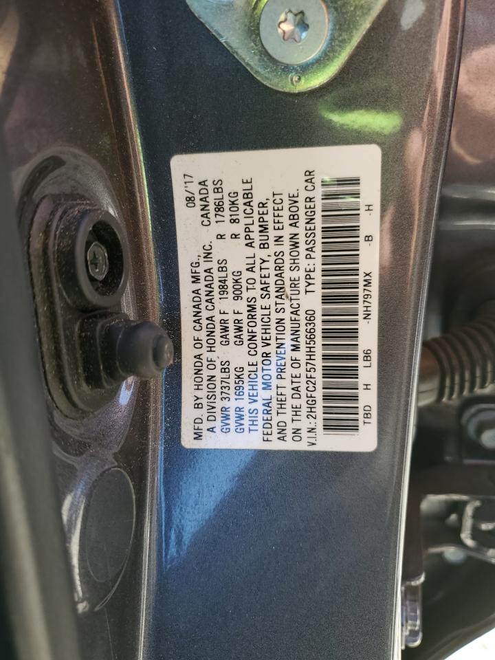 2017 Honda Civic Lx VIN: 2HGFC2F57HH566360 Lot: 82410945
