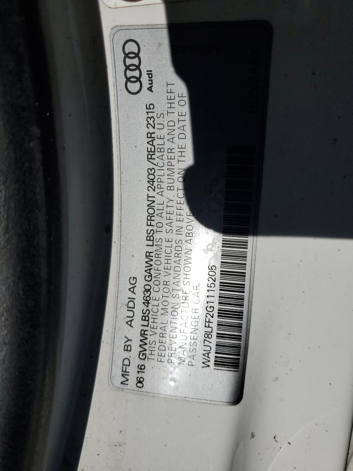 2016 Audi A3 Premium VIN: WAU78LFF2G1115205 Lot: 82666205