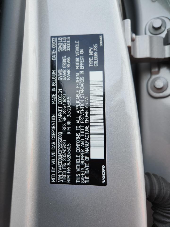 2023 Volvo Xc40 Recharge Ultimate VIN: YV4ED3UM3P2956688 Lot: 90384915