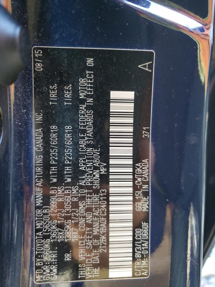 2015 Lexus Rx 350 Base VIN: 2T2BK1BA0FC340113 Lot: 85694175