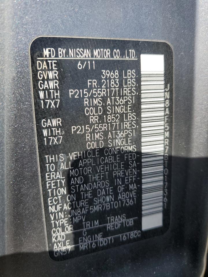 2011 Nissan Juke S VIN: JN8AF5MR7BT017361 Lot: 84802605