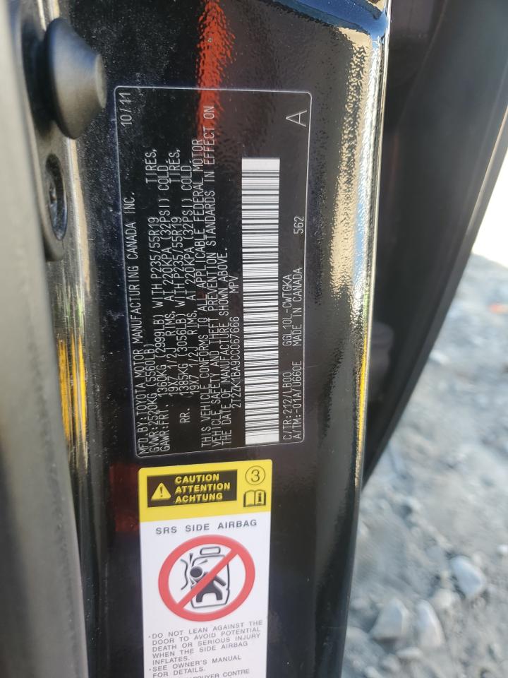 2012 Lexus Rx 350 VIN: 2T2ZK1BA9CC067666 Lot: 86184525