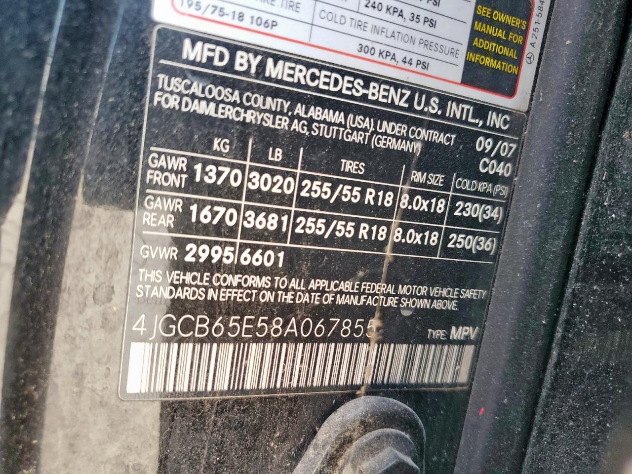 2008 Mercedes-Benz R 350 VIN: 4JGCB65E58A067855 Lot: 84167275