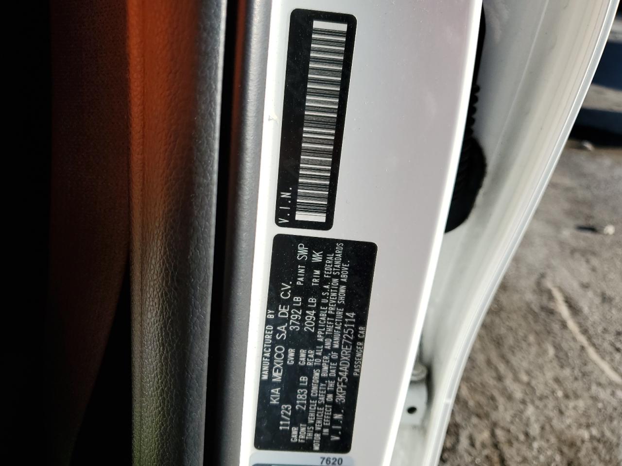 2024 Kia Forte Gt Line VIN: 3KPF54ADXRE725114 Lot: 86078065