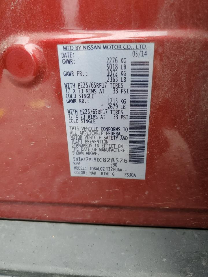 2014 Nissan Rogue S VIN: 5N1AT2ML9EC828576 Lot: 84959515