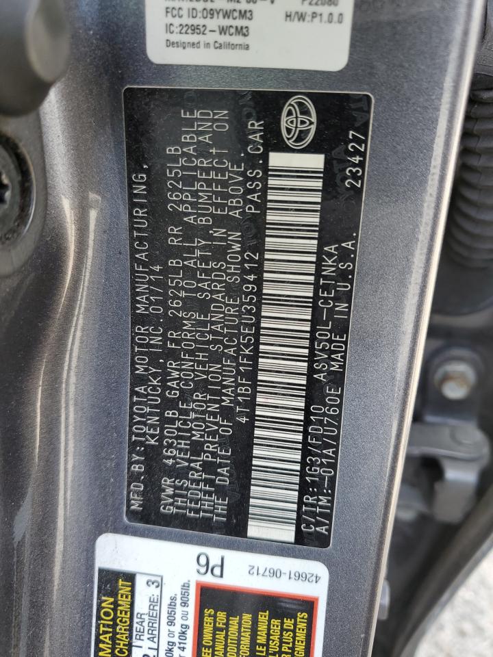 2014 Toyota Camry L VIN: 4T1BF1FK5EU359412 Lot: 85094865