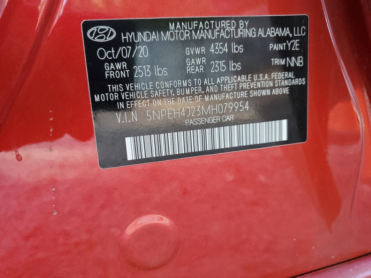 2021 Hyundai Sonata Limited VIN: 5NPEH4J23MH079954 Lot: 85325965