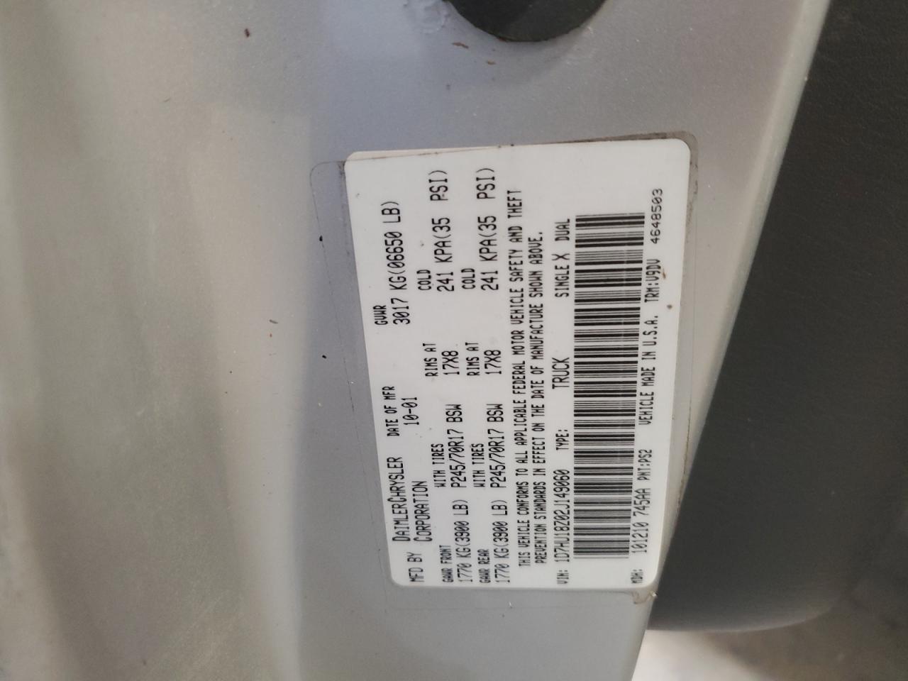 2002 Dodge Ram 1500 VIN: 1D7HU18Z02J149060 Lot: 86648445