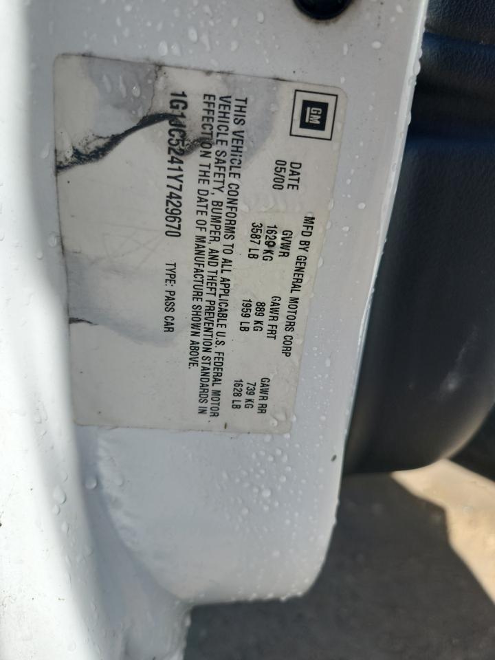 2000 Chevrolet Cavalier VIN: 1G1JC5241Y7429670 Lot: 85511215