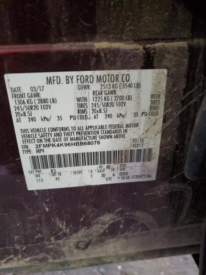 2017 Ford Edge Titanium VIN: 2FMPK4K96HBB68078 Lot: 82707155