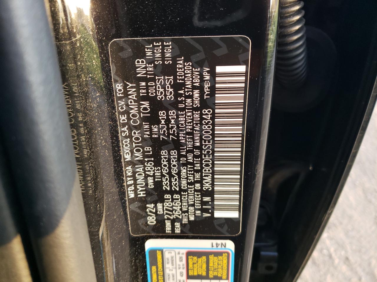 2025 Hyundai Tucson Sel VIN: 3KMJBCDE5SE008348 Lot: 82459755