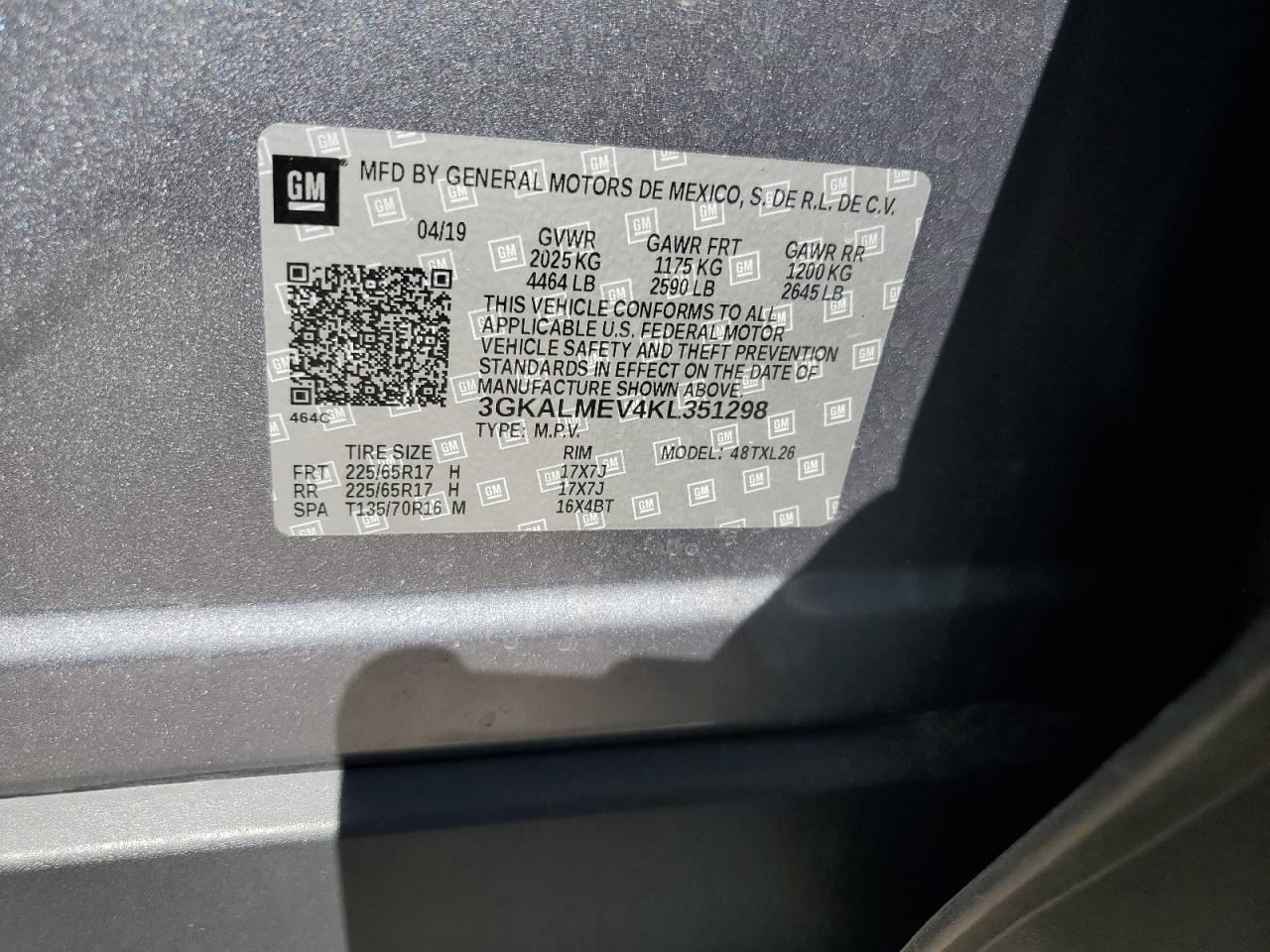 2019 GMC Terrain Sle VIN: 3GKALMEV4KL351298 Lot: 82420605