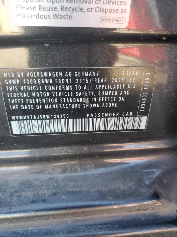 2011 Volkswagen Gti VIN: WVWHV7AJ5BW134250 Lot: 84645615