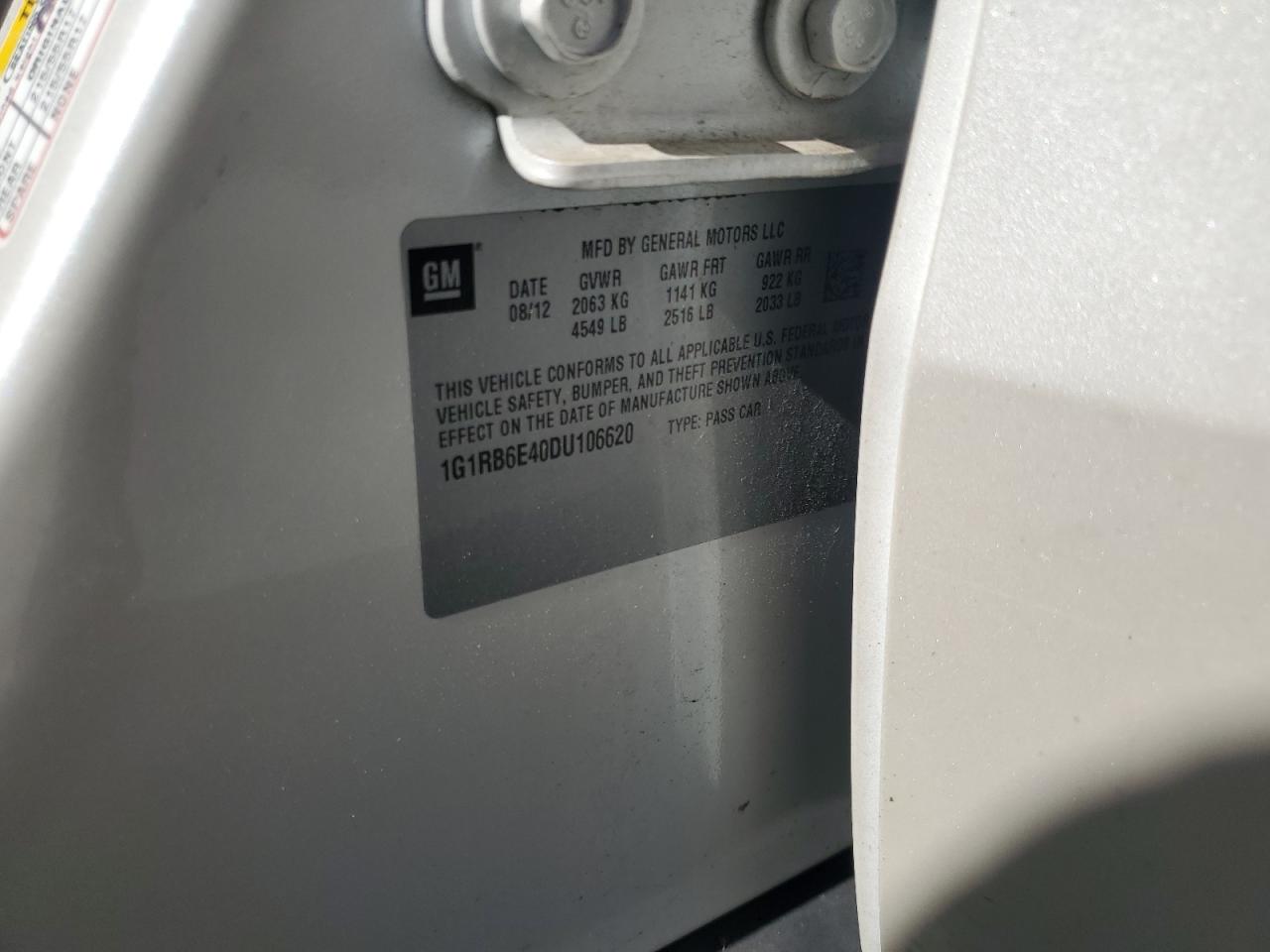 2013 Chevrolet Volt VIN: 1G1RB6E40DU106620 Lot: 86191705