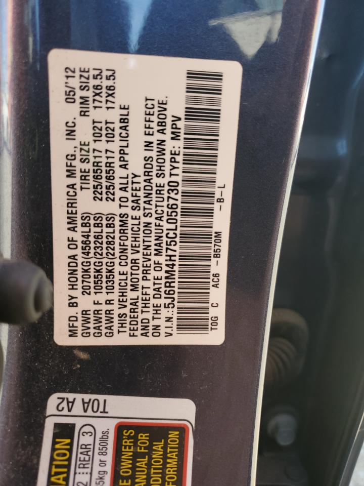 2012 Honda Cr-V Exl VIN: 5J6RM4H75CL056730 Lot: 84064765